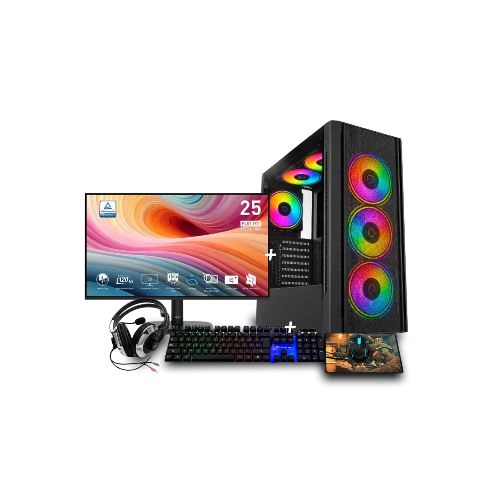 PC Gamer Ryzen 5 5500 + RX 6600 8GB + Écran MSI 25" 120Hz