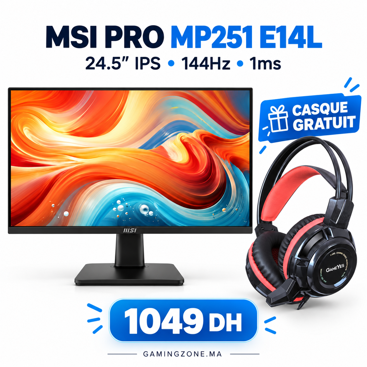 MSI PRO MP251 E14L 24.5″ IPS 144Hz 1ms Full HD