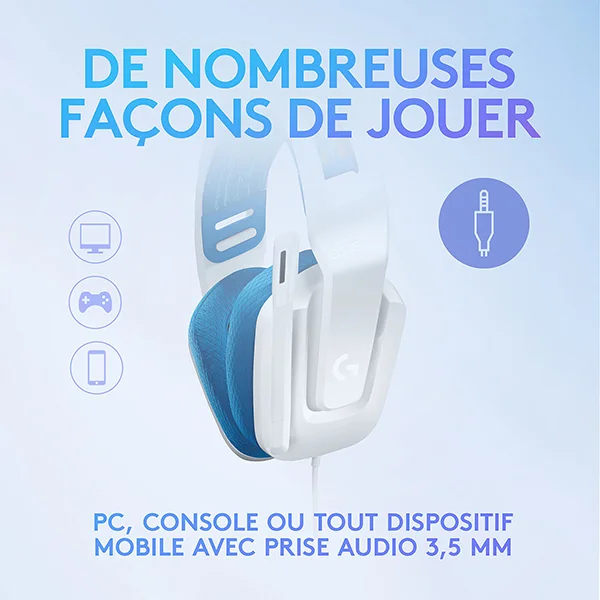Casque Gaming Logitech G335 (Blanc) - vue 2
